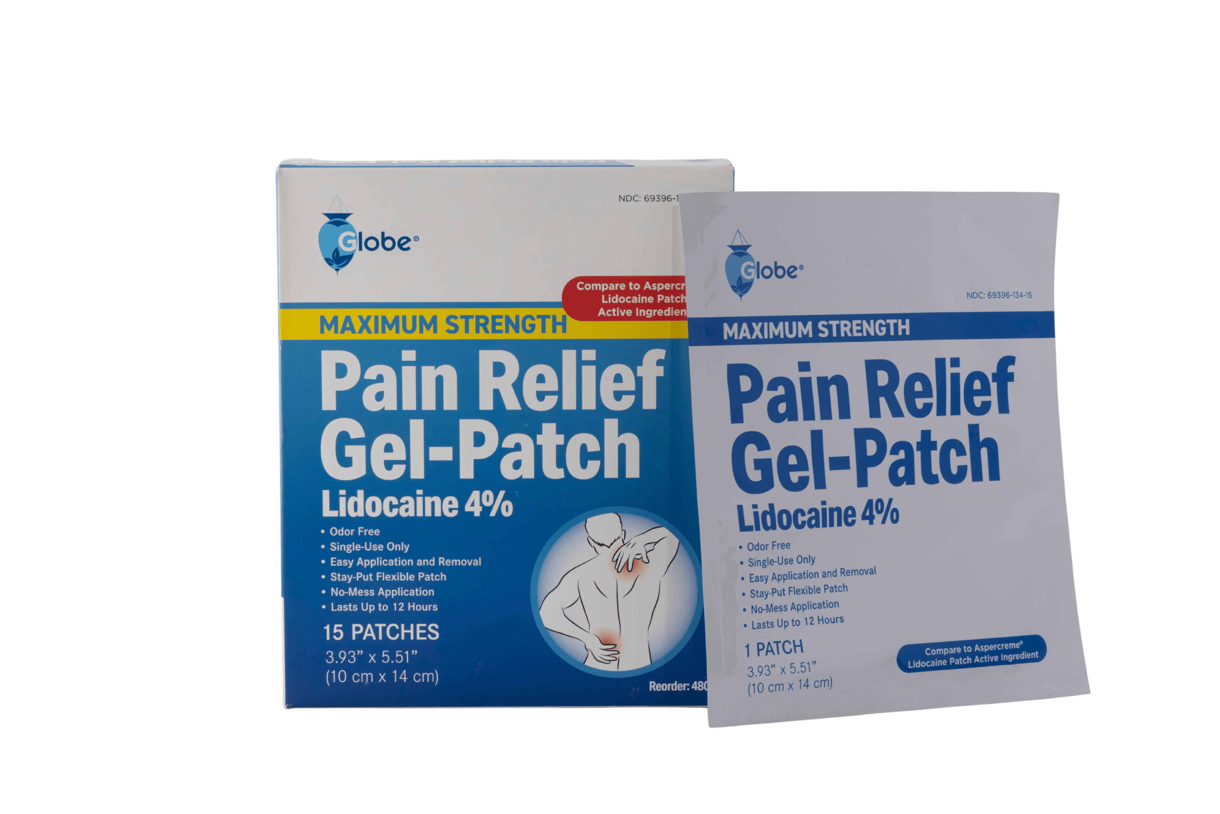 Globe Pain Relief Gel-Patch Lidocaine 4% 15 Patches