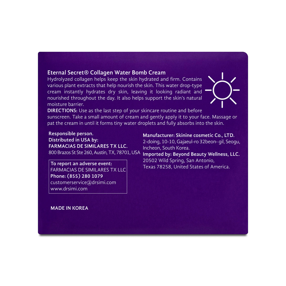 Eternal Secret Collagen Water Bomb Cream 5.07 Oz