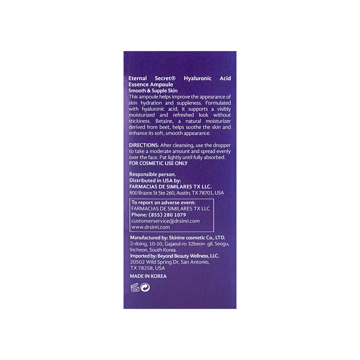 Eternal Secret Facis Hyaluronic Acid Essence Amp 35 Ml